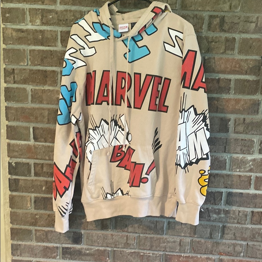 Marvel Tan Hoodie with Bold Graphics